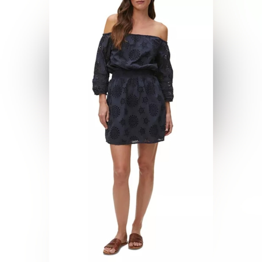 MICHAEL STARS Alessandra Off-Shoulder Eyelet Dress, Size Large, NWOT